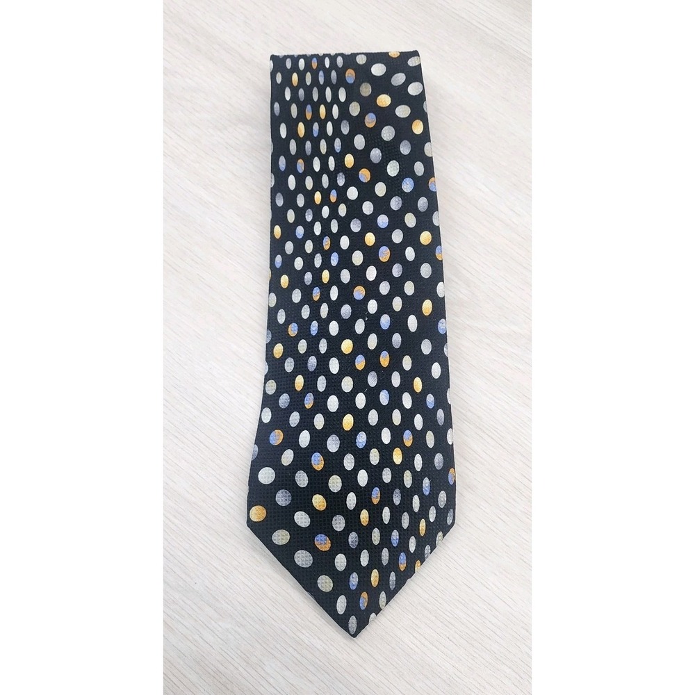 Vitaliano Pancaldi Italy Silk Tie Black Polka Dot Luxury Designer Necktie